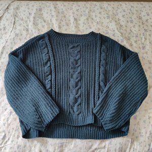 Universal Thread Dark Green Cable Knit Oversized Sweater